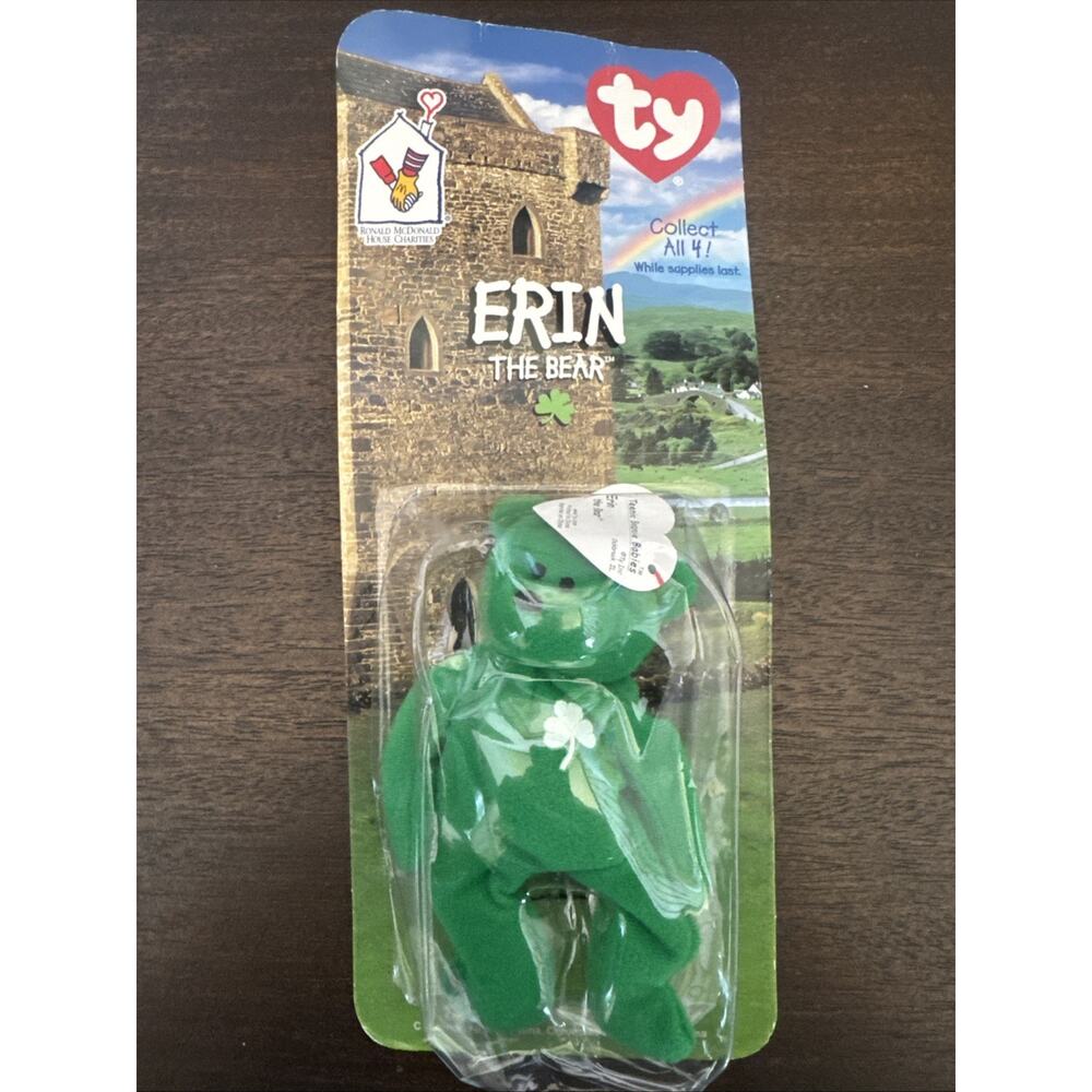 Ty Beanie Baby Erin Irish Bear 1999 Retired Plush Toy McDonald’s in Packaging